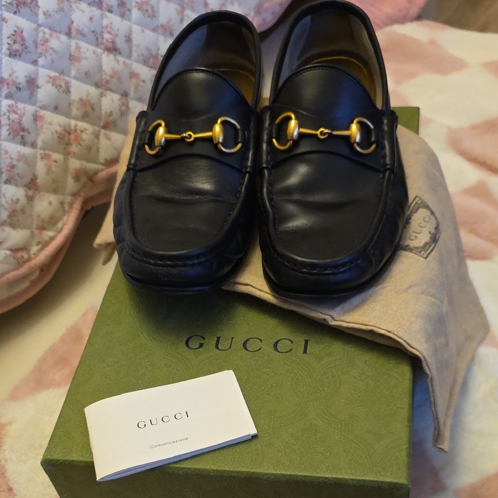 Gucci Men's Horsebit 1953 Leather Loafers Mens SIZE 7